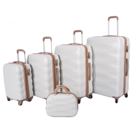 شنط فايبر مموج 5 قطع لون بيج كاكي