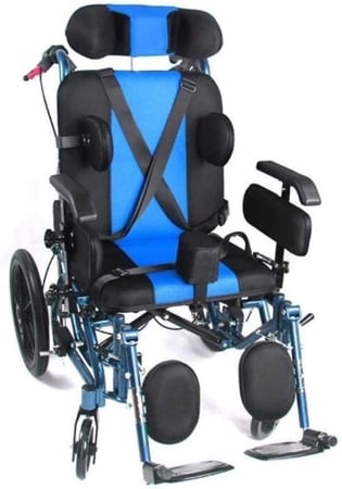 كرسي شديد الإعاقة KY958LC-A-14-16 Inch بلون أزرق مخصص لذوي الاحتياجات