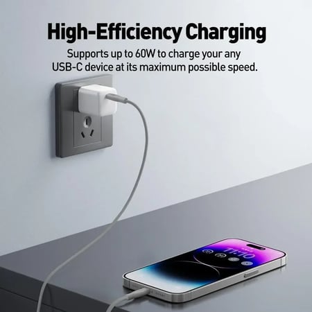 جودا - كيبل تايب سي الى تايب سي سيليكون بقوة 60 واط بطول 1 متر - رمادي