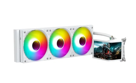 Spear TRYOFLOWX360 CURVE 360mm LCD curved Screen Liquid cooler White | مبرد مائي احترافي سبير تيم مع شاشة منحنيه 360مم لون أبيض