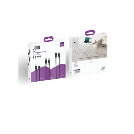 جودا - بكج 3 في 1 كيابل تايب سي 1 متر + 2 متر + 3 متر بقوة 60 واط - اسود