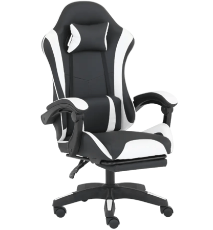 كرسي العاب سبير كلاس2 باللون الأسود والأبيض | Spear Chair Footrest Black And White Class2