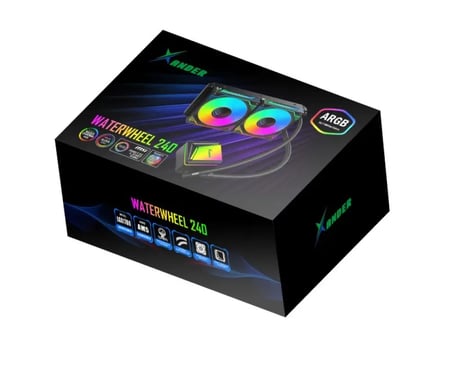 Xander WATERWHEEL 240mm Info Screen Liquid cooler Black | مبرد مائي احترافي زاندر مع شاشة معلومات 240مم لون أسود