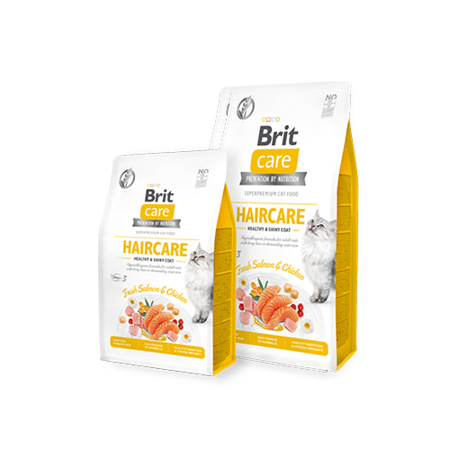 بريت كير طعام جاف للقطط البالغة بالدجاج و السالمون للعناية بالشعر والبشرة متعدد الاحجام
