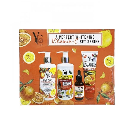 مجموعة العناية بالبشرة فيتامين سي من واي سي للتبييض وتشمل غسول وسيروم
