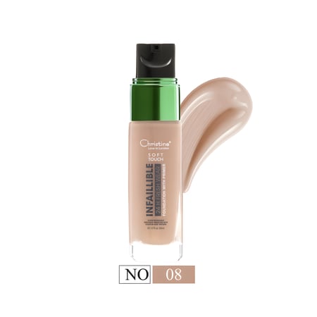 فاونديشن كريستين إنفاليبل درجة 08 مع برايمر مدمج لتغطية تدوم 24 ساعة