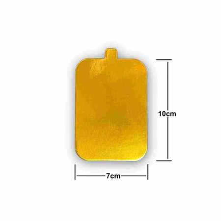 قاعدة كيك مستطيل ذهبي طول 10 سم