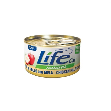 لايف كات معلبات طعام رطب للقطط فيلية الدجاج مع التفاح 85 جرام