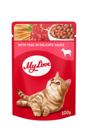 ماي لاف طعام رطب متكامل للقطط البالغة "مع لحم البقر في صلصة رقيقة