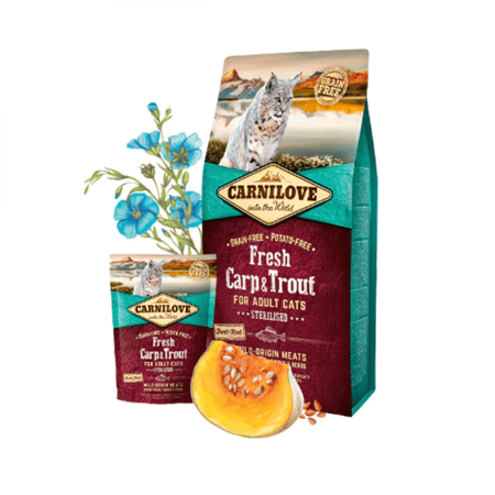 كارنيلوف شبوط وسالمون للقطط البالغة والمعقمة