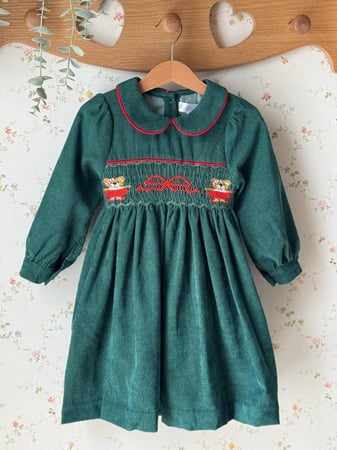 فستان مخمل بتطريز دب ♥️