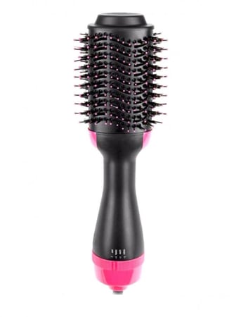 فرشاة احترافية كهربائية لفرد وتجعيد وتجفيف الشعر بالهواء الساخن أسود ووردي34 x 7.5 x 5.5سم