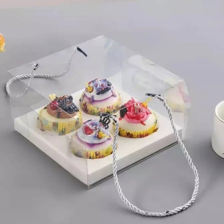 علب كب كيك شفافه بحبل
