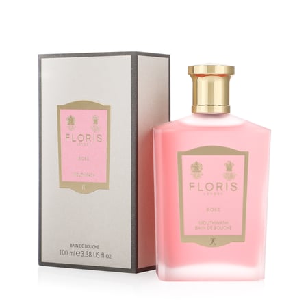 غسول فم روز بالورد فلوريس لندن 100 مل في زجاجة أنيقة تعكس النعومة والف