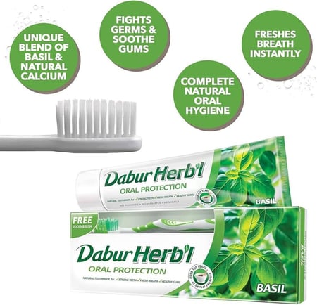 دابر هيربل معجون اسنان لحماية الفم بالريحان 150 جم