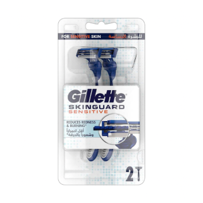 جيليت  ماكينة حلاقه سكين جارد للبشره الحساسه 2 قطعه