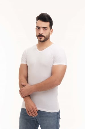 بوكس (6) قطع فنيلة رجالي نصف كم سبعة أبيض BOX-CL-18V