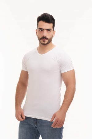 بوكس (6) قطع فنيلة رجالي نصف كم سبعة أبيض BOX-CL-18V
