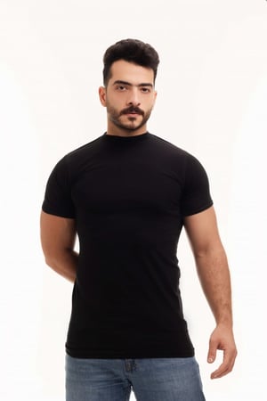 بوكس (6) قطع فنيلة رجالي نصف كم حلق أسود BOX-CL-18O-BK