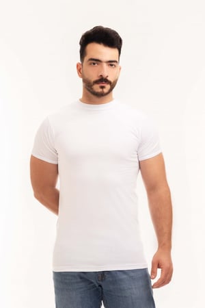 بوكس (6) قطع فنيلة رجالي نصف كم حلق  أبيض BOX-CL-18O