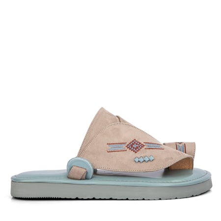 نعال شرقي شامواه رمادي مطرز ونعل سماوي طبي