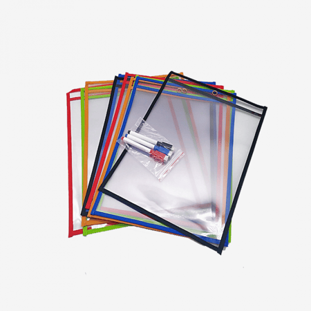 جيوب بلاستيكية للكتابة التعليمية وإعادة الكتابة والمسح