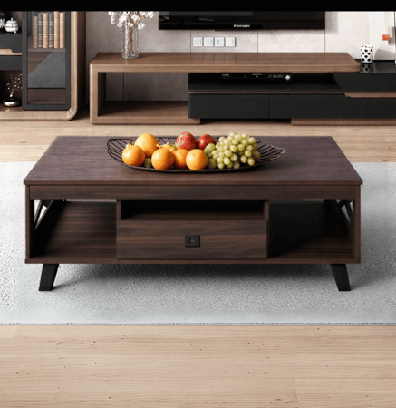 طاولة جانبية بسطح خشبي، بني