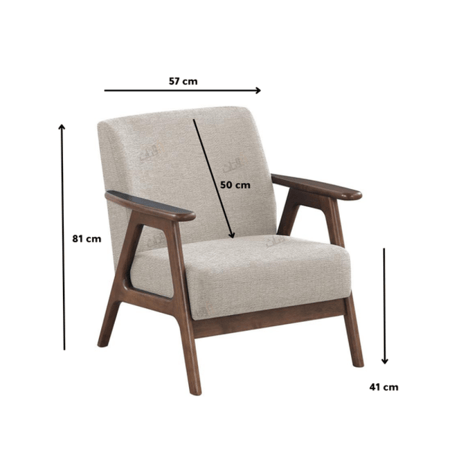 كرسي مفرد بذراعين من القماش بني