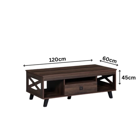 طاولة جانبية بسطح خشبي، بني