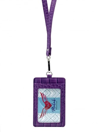 حامل البطاقة على الرقبة من الجلد الفاخر