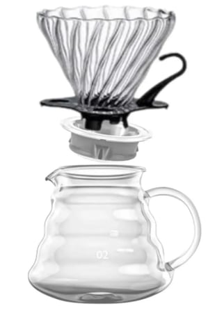 طقم سيرفر شفاف مع قمع 02 ( 600 مل ) V60 Dripper