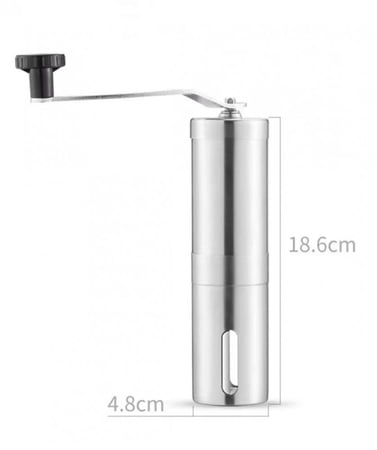 طاحونة قهوة يدوية من الاستانليس استيل  فضي