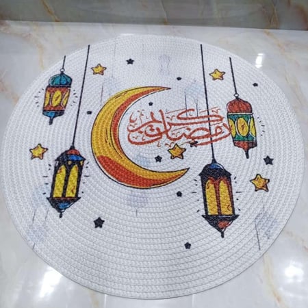 مجموعة من 12 قطعة من مفرش طاولة دائري بتصميم انيق لشهر رمضان