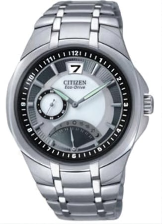 Citizen Eco-drive Big Date Stainless Steel Watch- Silver- BR0057-52A