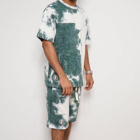 طقم قطن شورت اخضر