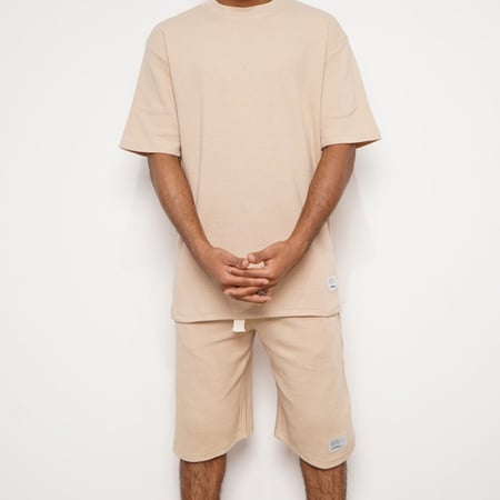 طقم قطن شورت بيج