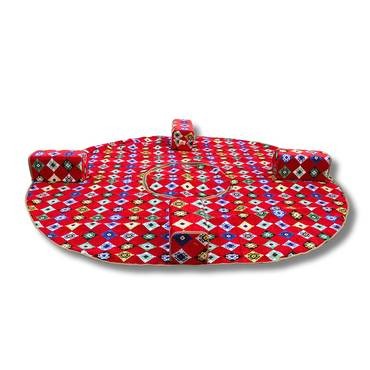 سجادة أرضية دائرية للرحلات 3×3 متر بخامة فاخرة وفتحة وسط بسحاب – أحمر