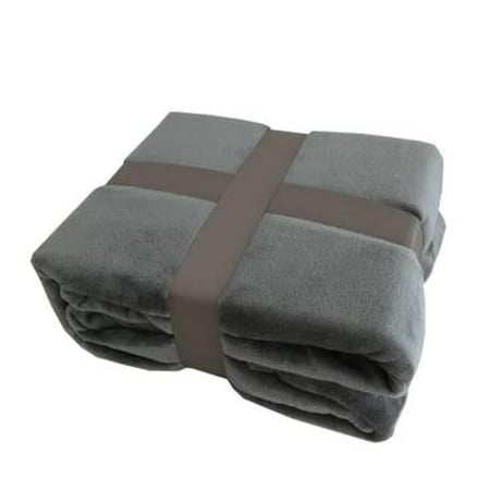 بطانية مخمل سادة مفرد 170-220 سم رمادي غامق - مفرشي