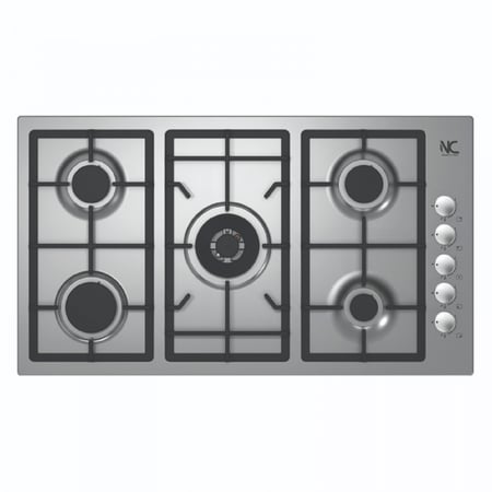 N.C سطح 90سم 5عيون غاز شبك ثقيل عين ثلاثية اشعال ذاتي امان كامل ايطالي