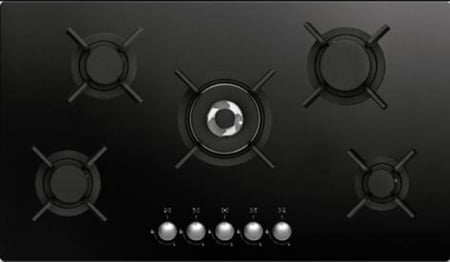 سطح 90سم زجاج 5عيون غاز شبك ثقيل اشعال ذاتي ايطالي