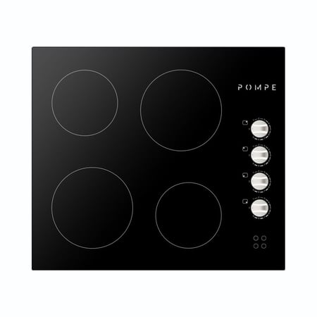POMPE موقد كهرباء 60 سم 4 عیون زجاج سیرامیك أسود التحكم بالمفتاح - أمان - 9 مستویات للحرارة  - مفاتیح جانبیة  ایطالي