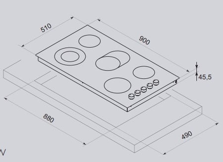 سطح 90سم 5عيون كهرباء سيراميك 2 عين دبل التحكم بالمفتاح امان كامل ايطالي