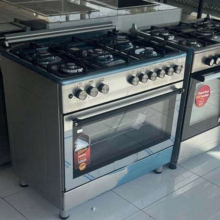 فرن 90*60 سم 5 عيون غاز شعلة ثلاثية حديد ثقيل سعه الفرن 120 ليتر تركي