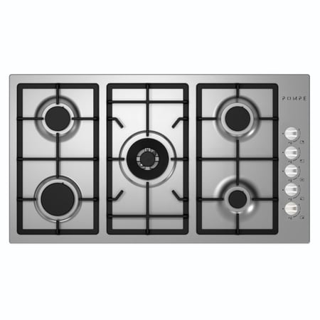 POMPE  موقد غاز 90 سم 5 شعلة - شبك ثقیل - شعلة ثلاثیة اشعال ذاتي كھربائي - صمام أمان - مفاتیح جانبیة صنع في ایطالیا