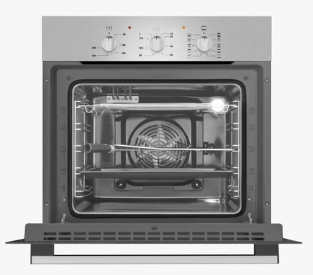 فرن 60سم كهرباء 10 وظائف - 3 مفتاح - سيخ شواية - مروحة توزيع الحرارة - بولندي