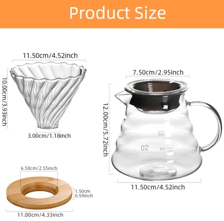 طقم إبريق قهوة زجاجي - Glass Coffee Pot Set