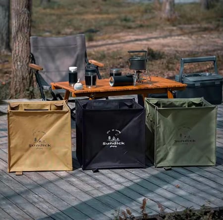 سلة مهملات قابلة للطي مع مقبض