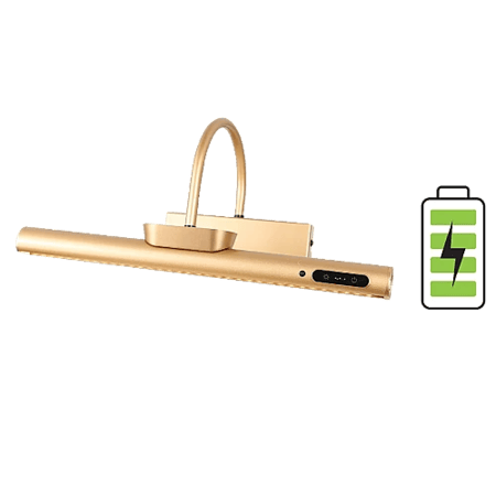 أبليك جداري حديث بطارية ذهبي – 3 إضاءات متغيرة (كريمي / أصفر / أبيض)