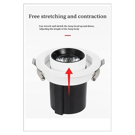 سبوت لايت جرم ابيض+داخلي اسود+اصفر ليد غاطس متحرك مدور مفرد