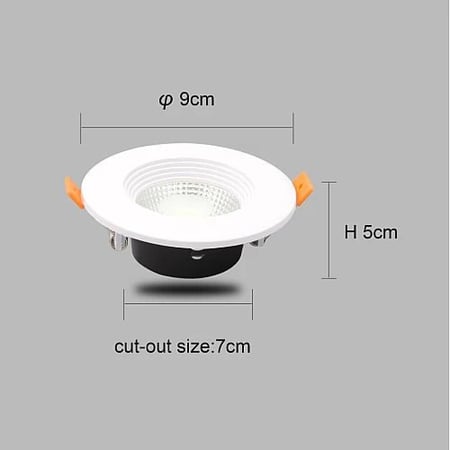 دوان لايت كشاف سقف دفن متعددة الألوان ( كريمي + اصفر + ابيض ) 7 سم (2.5inch) 7 واط